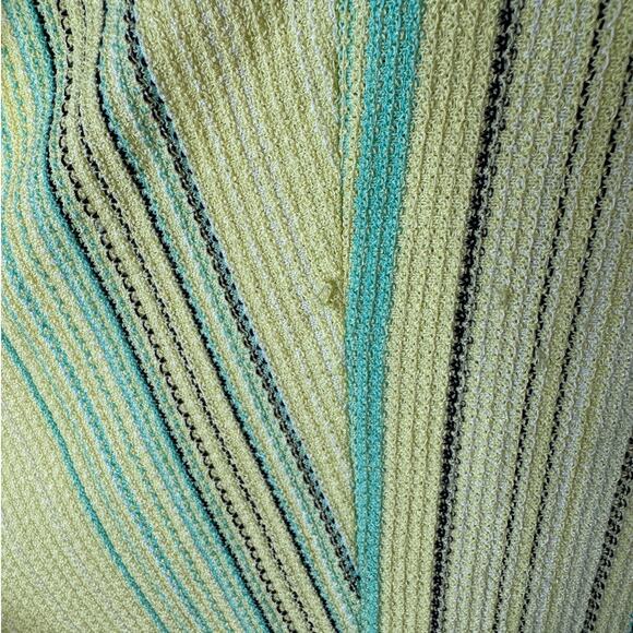 Ming Wang Large/X-Large Green & Yellow Stripe Knit Crew Neck Pullover Poncho Top - Picture 6 of 11